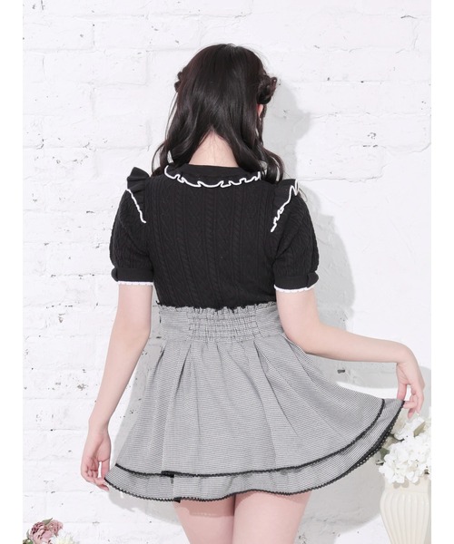 NOEMIE(ノエミー)の「ケーブル編みフリルリボンニットトップス(Tシャツ/カットソー・レディース・オフホワイト/ピンク/ブラック・M)」の12枚目の写真