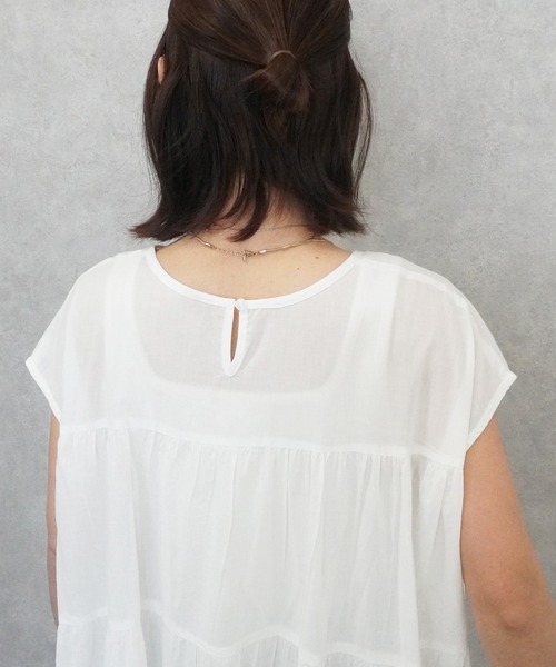 SELECT LEVERY(セレクトリベリー)の「インド綿 フレンチスリーブ ティアードロングワンピース(ワンピース・レディース・パープル/チャコール/ブラック/オフホワイト・FREE)」の11枚目の写真
