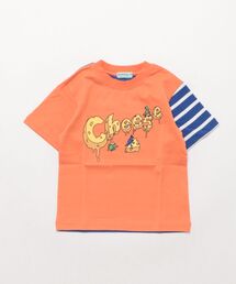 HAKKA KIDS | ボーダー切替プリント半袖Tシャツ(Tシャツ/カットソー)