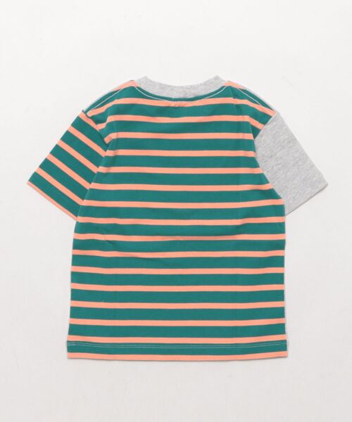 HAKKA KIDS（ハッカキッズ）の「ボーダー切替プリント半袖Tシャツ（Tシャツ/カットソー・キッズ・杢グレー/オレンジ・100cm/110cm/120cm/130cm）」の3枚目の写真
