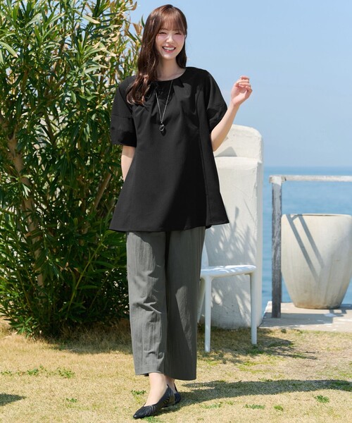 Tiaclasse（ティアクラッセ）の「シフォンランタンスリーブチュニック（Tシャツ/カットソー・レディース・ブルー/グレイッシュベージュ/ブラック・XL/XXL）」の18枚目の写真