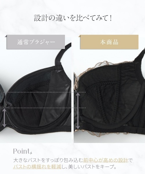 Nissen glamor（ニッセングラマー）の「【大きい胸】バストを持ち上げる 一目惚れ フルカップブラジャー　ブリリアントフラワー柄（G70～J80）（ブラジャー・レディース・ホワイト/ブラック・G85/H70/H75/H85/G95/I75/I80/J70/J80/J75/H80/G70/G75/G80）」の7枚目の写真