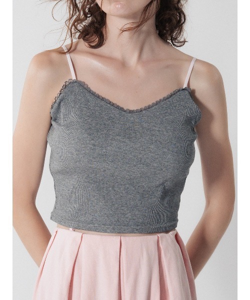 ELCHELE(エルチェレ)の「LACE TRIM BRA TOP(キャミソール・レディース・ヘザーグレー/ネイビー/オフホワイト/ブラック・FREE)」の4枚目の写真
