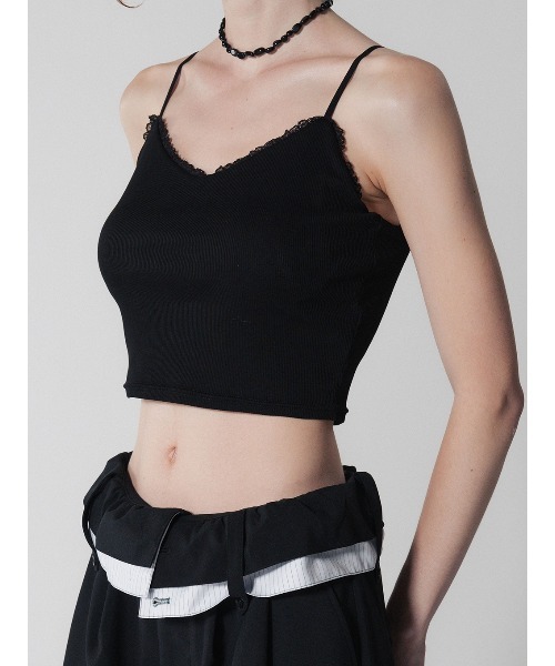 ELCHELE(エルチェレ)の「LACE TRIM BRA TOP(キャミソール・レディース・ヘザーグレー/ネイビー/オフホワイト/ブラック・FREE)」の3枚目の写真