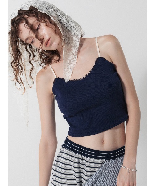 ELCHELE(エルチェレ)の「LACE TRIM BRA TOP(キャミソール・レディース・ヘザーグレー/ネイビー/オフホワイト/ブラック・FREE)」の19枚目の写真