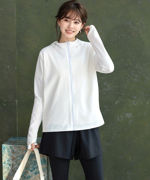 TeddyShop(テディショップ)の「【UVカット率99.9%以上/5点セット/フード付き/サムホール付き/水陸両用】長袖ラッシュガード+ビキニ+ショートパンツ+レギンス レディース水着(水着・レディース・モスグリーン/ホワイト/ブラウン/ベージュ系その他・LL/L/M/S)」の19枚目の写真