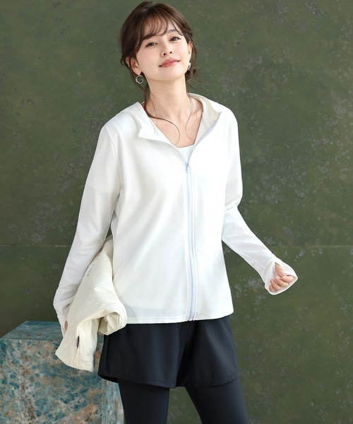 TeddyShop(テディショップ)の「【UVカット率99.9%以上/5点セット/フード付き/サムホール付き/水陸両用】長袖ラッシュガード+ビキニ+ショートパンツ+レギンス レディース水着(水着・レディース・モスグリーン/ホワイト/ブラウン/ベージュ系その他・LL/L/M/S)」の20枚目の写真