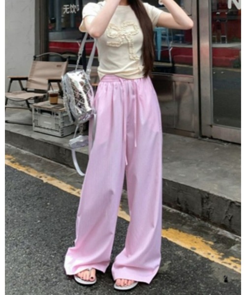 CHEER（チアー）の「シャーベットカラー ワイドウエストゴムイージーパンツ（その他パンツ・レディース・ブルー/イエロー/ピンク・FREE）」の6枚目の写真