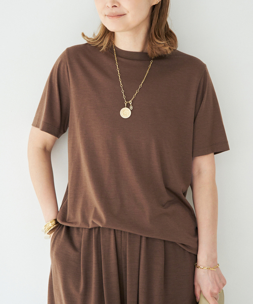 Deuxieme Classe（ドゥーズィエムクラス）の「*Prime wool jersey Tシャツ（Tシャツ/カットソー・レディース・ブラック/ブラウン・FREE）」の11枚目の写真
