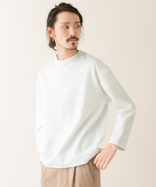 URBAN RESEARCH（アーバンリサーチ）の「UR ポンチルーズ8分袖Tシャツ（Tシャツ/カットソー・メンズ・ベージュ/グレー/ブラック/ホワイト・MEDIUM/LARGE）」の2枚目の写真