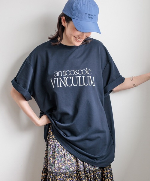 studio CLIP(スタディオクリップ)の「ロゴプリントTシャツチュニック(Tシャツ/カットソー・レディース・ネイビー/ブラウン/グレー・FREE)」の3枚目の写真