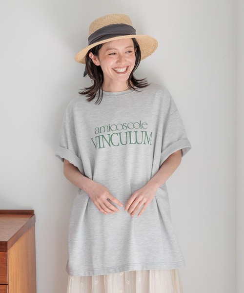 studio CLIP(スタディオクリップ)の「ロゴプリントTシャツチュニック(Tシャツ/カットソー・レディース・ネイビー/ブラウン/グレー・FREE)」の9枚目の写真