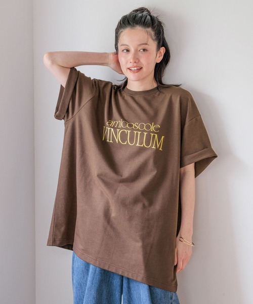 studio CLIP(スタディオクリップ)の「ロゴプリントTシャツチュニック(Tシャツ/カットソー・レディース・ネイビー/ブラウン/グレー・FREE)」の10枚目の写真
