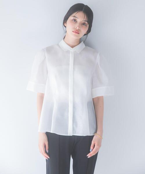 COMME des GARCONS オーガンジー シアー ブラウス XS シアーオーガンジーフォルムシャツ（シャツ/ブラウス）｜URBAN