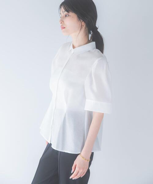 URBAN RESEARCH ROSSO WOMEN（アーバンリサーチ　ロッソ）の「シアーオーガンジーフォルムシャツ（シャツ/ブラウス・レディース・ブラック/オフホワイト・FREE）」の4枚目の写真