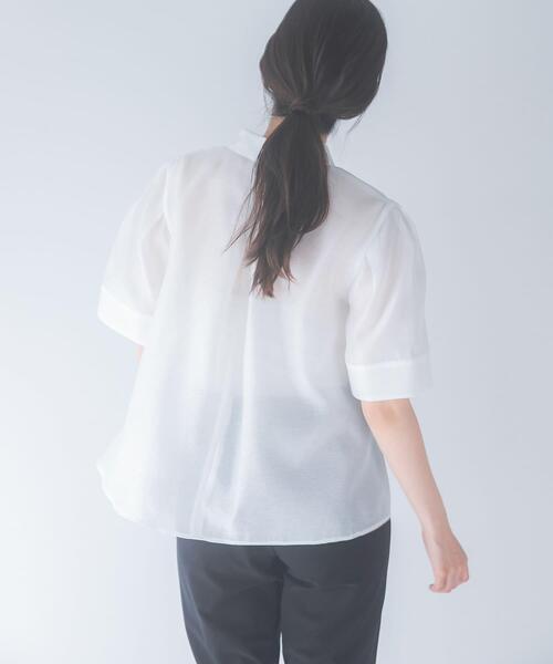 URBAN RESEARCH ROSSO WOMEN（アーバンリサーチ　ロッソ）の「シアーオーガンジーフォルムシャツ（シャツ/ブラウス・レディース・ブラック/オフホワイト・FREE）」の5枚目の写真