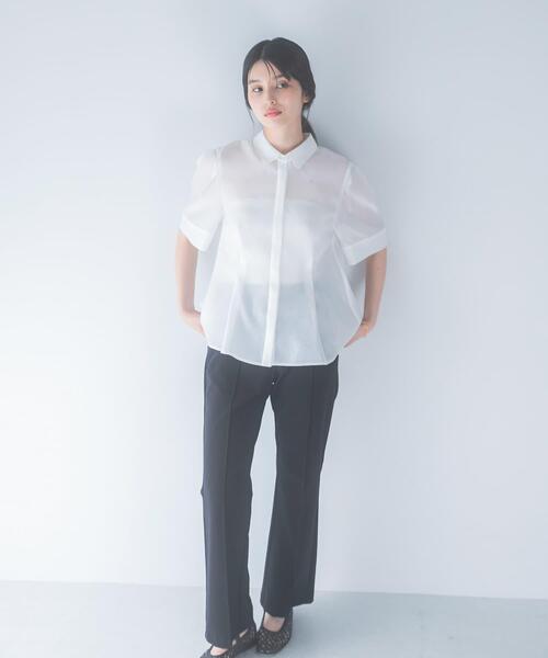 URBAN RESEARCH ROSSO WOMEN（アーバンリサーチ　ロッソ）の「シアーオーガンジーフォルムシャツ（シャツ/ブラウス・レディース・ブラック/オフホワイト・FREE）」の6枚目の写真
