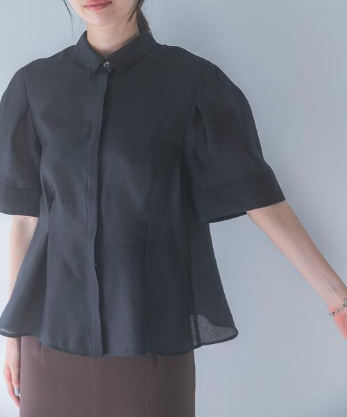 URBAN RESEARCH ROSSO WOMEN（アーバンリサーチ　ロッソ）の「シアーオーガンジーフォルムシャツ（シャツ/ブラウス・レディース・ブラック/オフホワイト・FREE）」の16枚目の写真