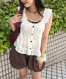 CIAOPANIC（チャオパニック）の「ウッドボタンドビーシャーリングキャミビスチェ（シャツ/ブラウス）」