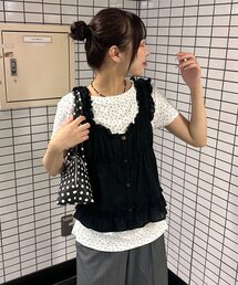 CIAOPANIC（チャオパニック）の「ウッドボタンドビーシャーリングキャミビスチェ（シャツ/ブラウス）」