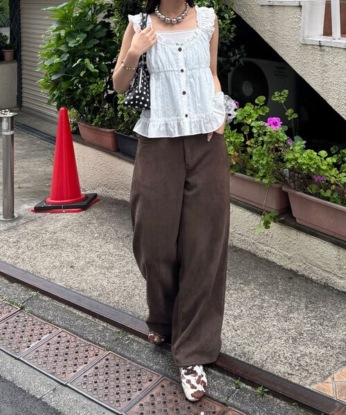 CIAOPANIC（チャオパニック）の「ウッドボタンドビーシャーリングキャミビスチェ（シャツ/ブラウス・レディース・ブラック/イエロー/ホワイト・ONE SIZE）」の16枚目の写真