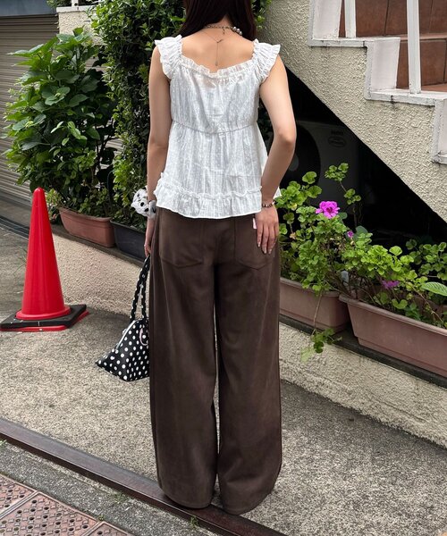 CIAOPANIC（チャオパニック）の「ウッドボタンドビーシャーリングキャミビスチェ（シャツ/ブラウス・レディース・ブラック/イエロー/ホワイト・ONE SIZE）」の18枚目の写真
