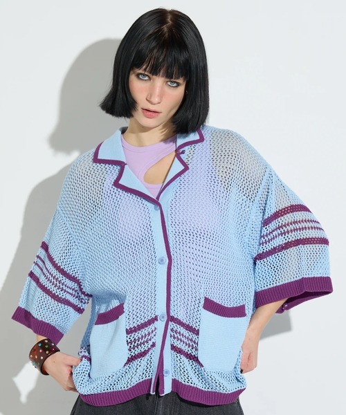 anna sui nyc(アナ スイ エヌ ワイ シー)の「anna sui nyc/アナ スイ エヌワイシー/メッシュニット半袖カーディガン(カーディガン/ボレロ・レディース・ホワイト/その他18/ブラック・F)」の3枚目の写真