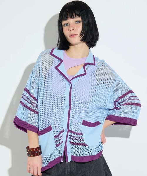 anna sui nyc(アナ スイ エヌ ワイ シー)の「anna sui nyc/アナ スイ エヌワイシー/メッシュニット半袖カーディガン(カーディガン/ボレロ・レディース・ホワイト/その他18/ブラック・F)」の9枚目の写真