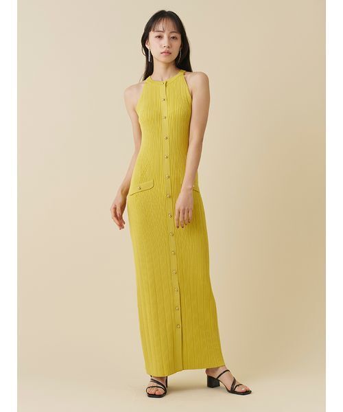 SNIDEL(スナイデル)の「ホルターネックリブニットワンピース(ワンピース・レディース・ベージュ/イエロー/ブラック・F)」の8枚目の写真