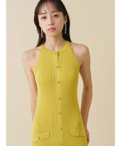 SNIDEL(スナイデル)の「ホルターネックリブニットワンピース(ワンピース・レディース・ベージュ/イエロー/ブラック・F)」の11枚目の写真