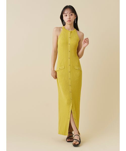 SNIDEL(スナイデル)の「ホルターネックリブニットワンピース(ワンピース・レディース・ベージュ/イエロー/ブラック・F)」の15枚目の写真