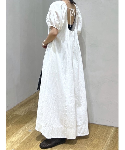 STYLEMIXER(スタイルミキサー)の「コットンストライプタックスリーブワンピース(ワンピース・レディース・ホワイト/ブラック・SMALL/MEDIUM)」の4枚目の写真