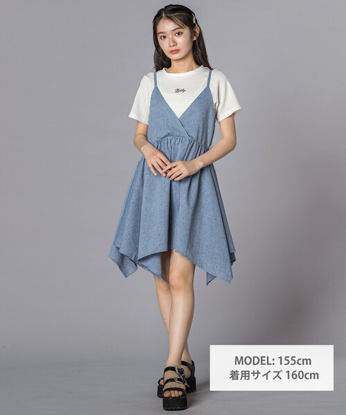 ZIDDY(ジディ)の「半袖Tシャツドッキングワンピース(130~160cm)(ワンピース・キッズ・ブルー・FREE/150cm/140cm)」の2枚目の写真