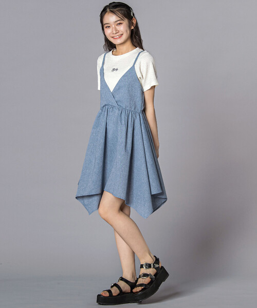 ZIDDY(ジディ)の「半袖Tシャツドッキングワンピース(130~160cm)(ワンピース・キッズ・ブルー・FREE/150cm/140cm)」の3枚目の写真