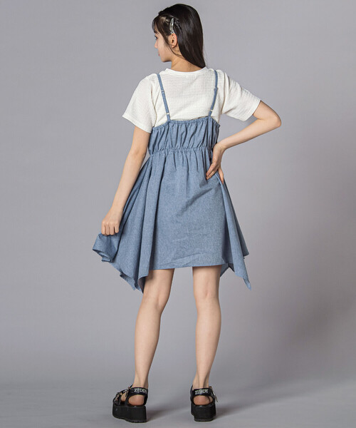 ZIDDY(ジディ)の「半袖Tシャツドッキングワンピース(130~160cm)(ワンピース・キッズ・ブルー・FREE/150cm/140cm)」の4枚目の写真