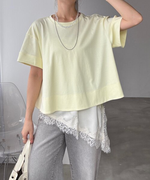 DouDou(ドゥドゥ)の「裾フレアTEE(Tシャツ/カットソー・レディース・チャコールグレー/ブラック/オフホワイト/イエロー・FREE)」の15枚目の写真