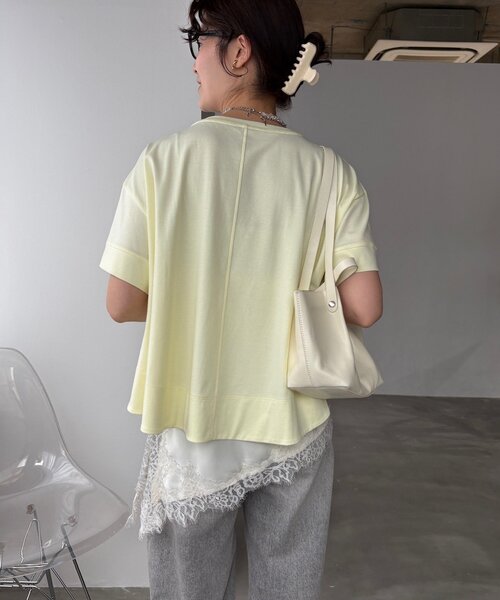 DouDou(ドゥドゥ)の「裾フレアTEE(Tシャツ/カットソー・レディース・チャコールグレー/ブラック/オフホワイト/イエロー・FREE)」の16枚目の写真