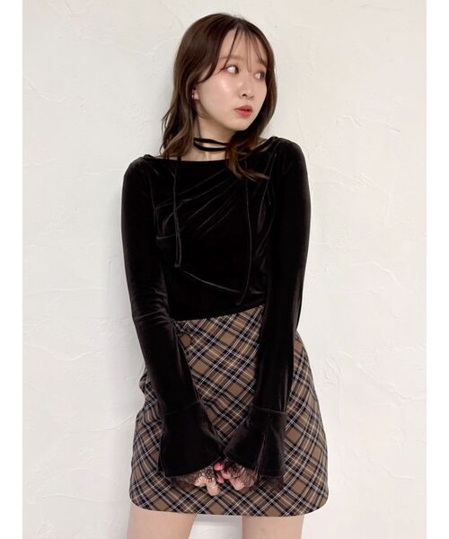 dazzlin（ダズリン）の「コンパクトタイトミニスカート（スカート・レディース・アイボリー/その他1/チャコールグレー/ブラウン・MEDIUM/SMALL）」の11枚目の写真