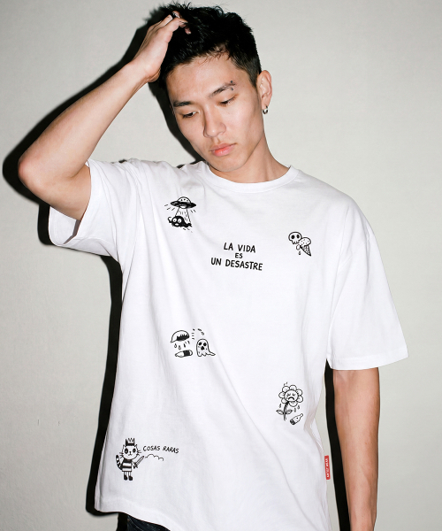 ARTISTWEAR（アーティストウェア）の「[ATW] ラビダドローイング 半袖Tシャツ - 2COLOR（Tシャツ/カットソー・レディース・ホワイト/ブラック・SMALL/MEDIUM/LARGE/X-LARGE/XX-LARGE/XXXX-LARGE）」の5枚目の写真