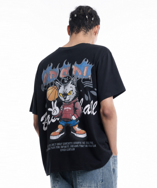 CREAM SODA LAB(クリームソーダラボ)の「ラウドバスケットボールバーニンググレー半袖Tシャツブラック(Tシャツ/カットソー・メンズ・その他・LARGE/X-LARGE/XX-LARGE)」の1枚目の写真