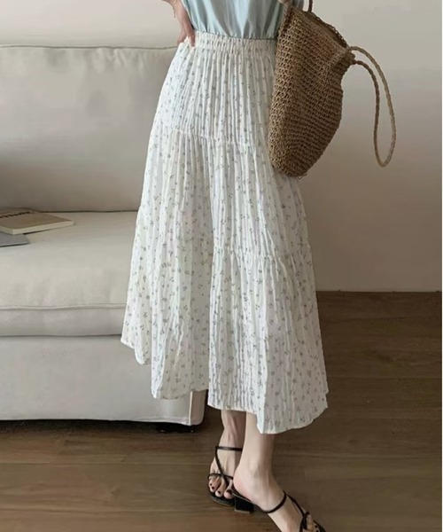 AsheKsha（アシクシャ）の「フレッシュフローラルケーキのロングスカート（スカート・レディース・ホワイト・F）」の5枚目の写真