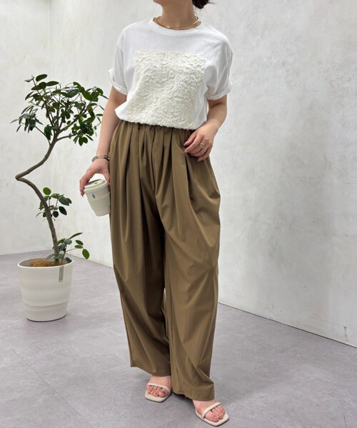 Jena espace merveilleux(ジェナ エスパスメルヴェイユ)の「シアーパッチワークカットソー(Tシャツ/カットソー・レディース・オフホワイト/ライトグレー/ブラック・FREE)」の5枚目の写真