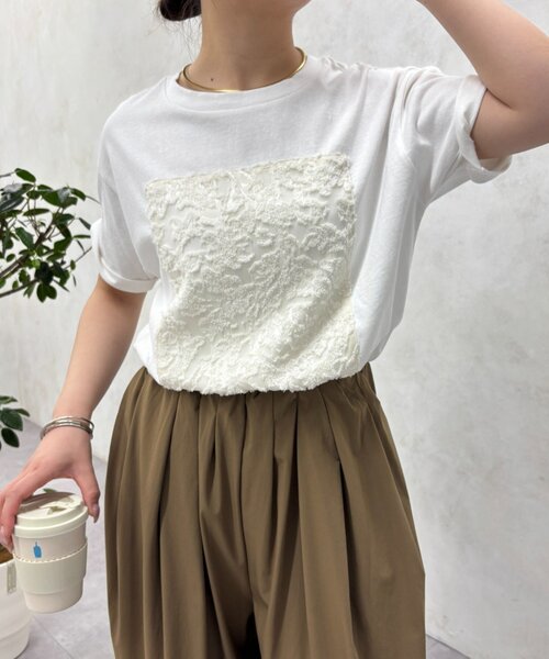 Jena espace merveilleux(ジェナ エスパスメルヴェイユ)の「シアーパッチワークカットソー(Tシャツ/カットソー・レディース・オフホワイト/ライトグレー/ブラック・FREE)」の8枚目の写真