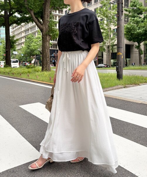 Jena espace merveilleux(ジェナ エスパスメルヴェイユ)の「シアーパッチワークカットソー(Tシャツ/カットソー・レディース・オフホワイト/ライトグレー/ブラック・FREE)」の13枚目の写真