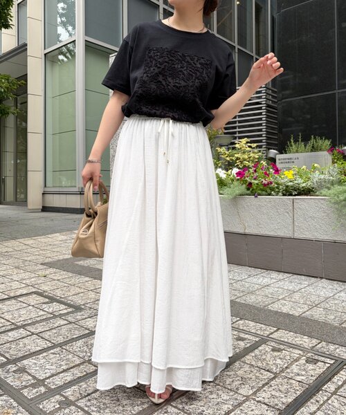 Jena espace merveilleux(ジェナ エスパスメルヴェイユ)の「シアーパッチワークカットソー(Tシャツ/カットソー・レディース・オフホワイト/ライトグレー/ブラック・FREE)」の15枚目の写真