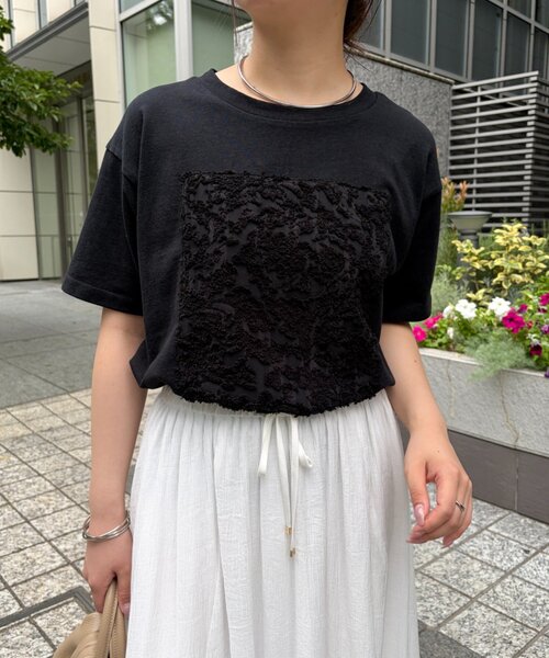 Jena espace merveilleux(ジェナ エスパスメルヴェイユ)の「シアーパッチワークカットソー(Tシャツ/カットソー・レディース・オフホワイト/ライトグレー/ブラック・FREE)」の19枚目の写真