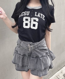 ヘンリーネックレイヤードナンバリングトップス