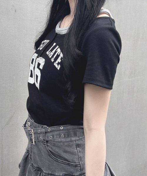 INGNI（イング）の「ヘンリーネックレイヤードナンバリングトップス（Tシャツ/カットソー・レディース・オフホワイト/ブラック/ブラック系7/ホワイト×ブラック・M）」の13枚目の写真