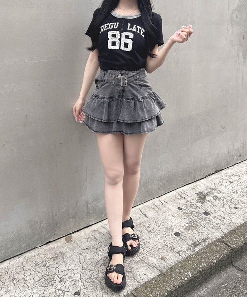 INGNI（イング）の「ヘンリーネックレイヤードナンバリングトップス（Tシャツ/カットソー・レディース・オフホワイト/ブラック/ブラック系7/ホワイト×ブラック・M）」の15枚目の写真