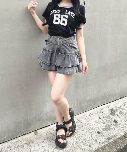 INGNI（イング）の「ヘンリーネックレイヤードナンバリングトップス（Tシャツ/カットソー・レディース・オフホワイト/ブラック/ブラック系7/ホワイト×ブラック・M）」の16枚目の写真